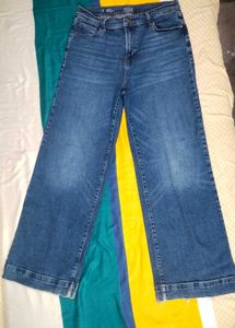 Stylish Wide Leg Cropped Denim Jeans