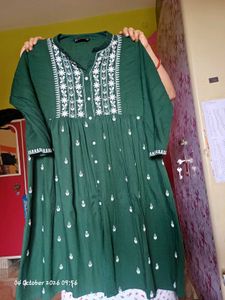 Emerald Green Embroidered Kurti
