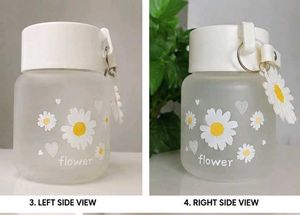 🌼 Cute Daisy Frosted Water Bottle with Charm | Ae