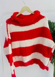 🧣Chunky Knit Striped Turtleneck Sweater