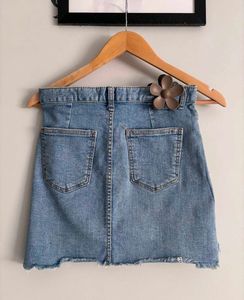Korean Light Wash Denim Mini Skirt