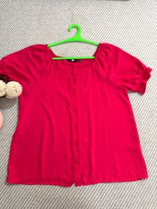 Vibrant Pink Button-Up Blouse
