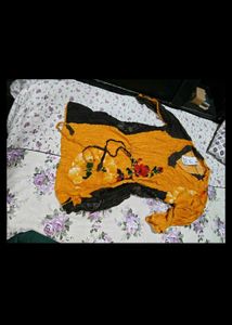 Stylish Mustard Floral Kurta and pants cord set