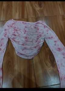 Chic Floral Bell Sleeve Crop Top