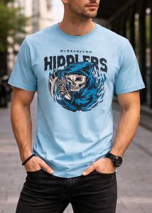 Light Blue Grim Reaper Graphic T-Shirt