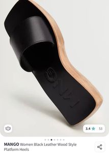 Mango Black Leather Platform Heels