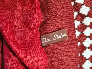 knitted red and white skirt