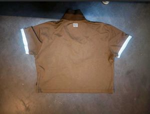 women's Brown Crop Polo Shirt