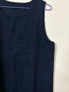 Navy Blue Sleeveless Winter Dress