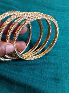 Beautiful Golden Bangle With Stone (New)