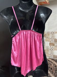 Elegant Black &amp; Pink Lingerie Nightdress