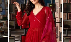 Stunning Red Ethnic anarkali set