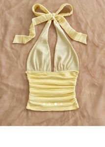 Yellow Halterneck Ruched Top