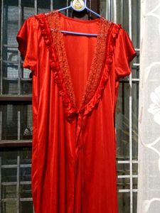 Elegant Red Satin Nightgown