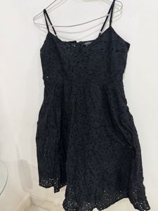 Chic Black Broderie Anglaise Mini Dress