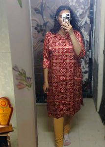 Red Gazi Silk Kurta Set