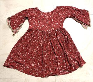Boho Floral Print Bell Sleeve Dress