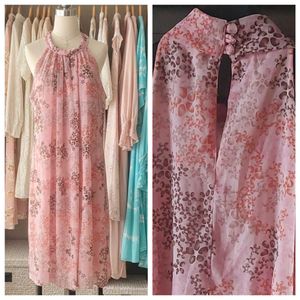 Chic Pink Floral Halter Dress