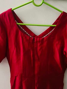 Red Kurta with Pearl Detail