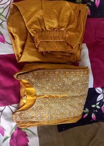 Golden Embroidered Kurta Set