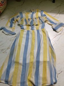 Striped Ruffle Midi Dress