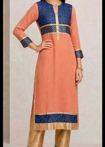 Elegant Peach &amp; Blue Kurti