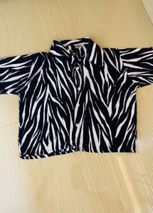 Zebra Print Button-Up Shirt