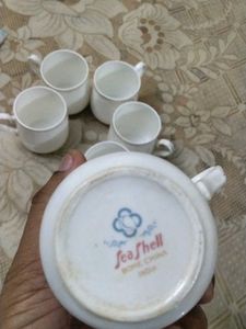 White &amp; Silver Demitasse Cups - Set of 6