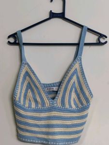 Crocheted Beach Striped Crop Top