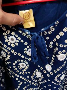 Navy Blue Bandhani Kurta Set