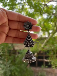 Boho Silver Jhumka Earring