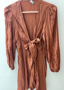 reduced price rust orange front tie up dress