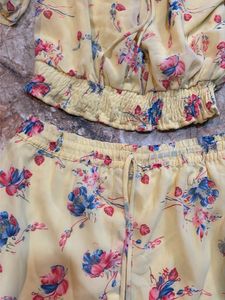 Floral Print Off-Shoulder Top &amp; Pants Set