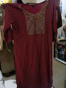 Maroon Embroidered Kurti