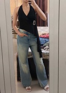 halter neck black top
