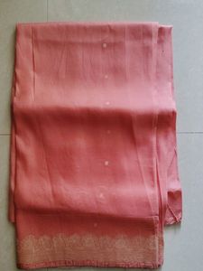 Peach Banarasi Silk Saree With Blouse