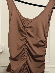 Urbanic Ruched Bodycon Brown Dress
