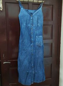 Denim Pinafore long Dress