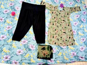Floral Kurti & Black Palazzo Set