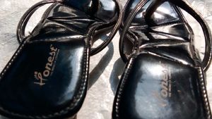 Black Thong Heel Sandals