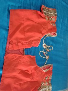 Embroidered Orange Saree