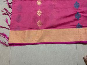Light pink cotton saree with blouse