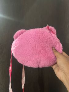 Cute Pink Bear Plush Crossbody Bag