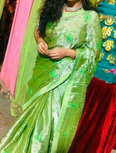 Elegant Green Embroidered Saree