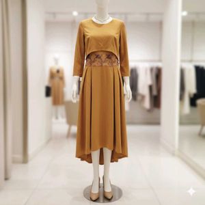 Elegant Mustard Midi Dress