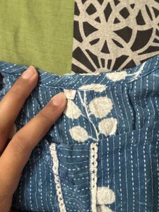 Blue Printed Cotton Kurta