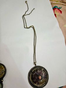 Set Of 2 Oxidised Stone Pendant
