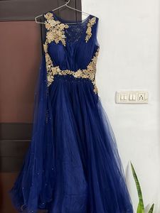 Stunning Blue & Gold Embroidered Barbie Gown