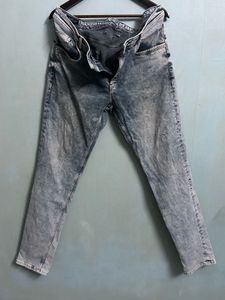 Grey Blue Washed Jeans for Men