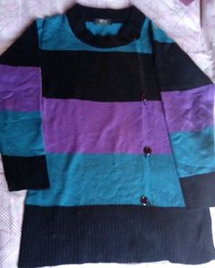 Striped Knit Button Sweater